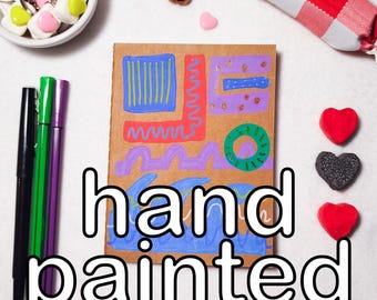 Hand Painted Kraft Notebook One of a Kind | Journal A6 | Handmade Sketchbook | Unique Gift | 80s illustration | Abstract illustration