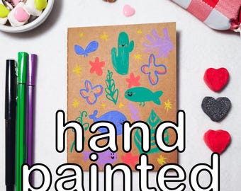 Hand Painted Kraft Notebook One of a Kind | Journal A6 | Handmade Sketchbook | Unique Gift | Children notebook | Children illustration
