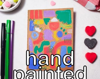 Hand Painted Kraft Notebook One of a Kind | Journal A6 | Handmade Sketchbook | Unique Gift | 80s illustration | Abstract illustration