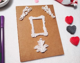Notebook with 3D integration - A6 Notebook - Artistic gift - Artisanal Gift - Baroque Notebook Decoration