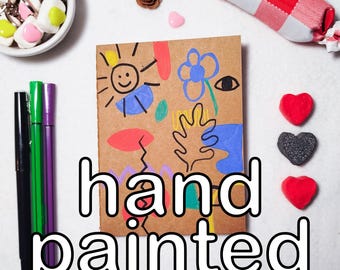 Hand Painted Kraft Notebook One of a Kind | Journal A6 | Handmade Sketchbook | Unique Gift | 80s illustration | Abstract illustration