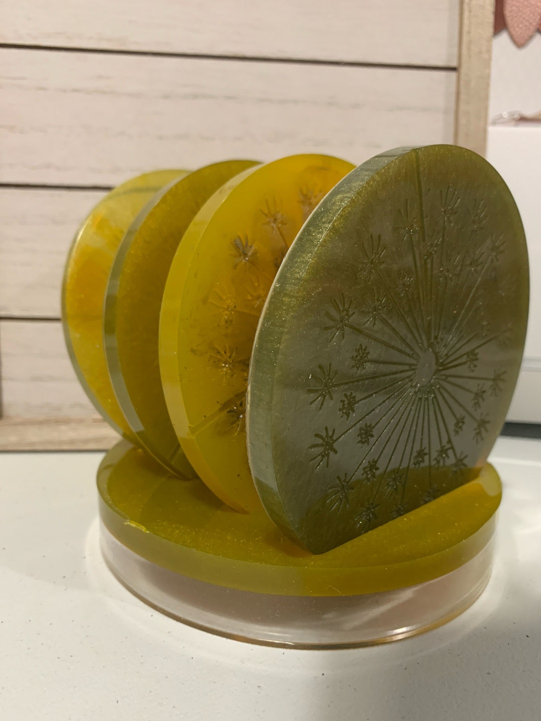 Puff Coasters Set of 4 Dandelion Puff Coasters - Etsy