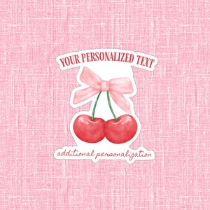 Bow & Cherry Die-Cut Decals: Personalized Stickers {Set of 6}