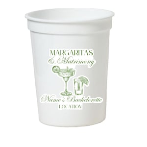 Personalized Margs & Matrimony Cups: Bachelorette Party Favors (Set of 6)