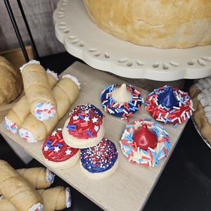 Set of 10 Patriotic Faux Cookies/Tray Decor-Not Edible/Coffee Bar Decor/ Kitchen Decor