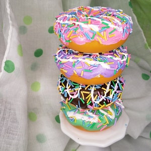 3&quot; Assorted Colors Faux Foam Donut Tray Decor/Coffee Bar Decor-Not Edible