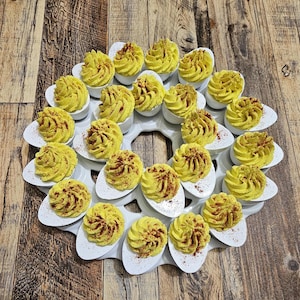 Dozen Ceramic Deviled Eggs/Tray Decor-Not Edible