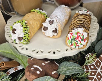 Faux Cannoli/Tray Decor-Not Edible/Hutch Decor/Kitchen Decor