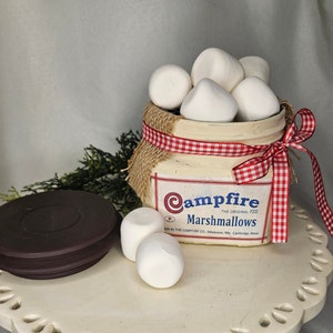 Campfire Handmade Distressed Faux Marshmallow Jar Decor