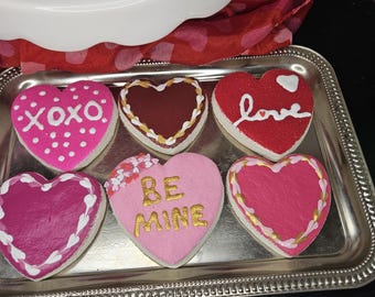 Set of 6 Faux Valentine Sugar Cookie Decor