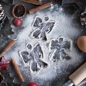 Christmas Baking Flour Angels Digital Backdrop photography, Snow Angel, Baking flat, flour, cutting board, high resolution JPG, TIFF image 8