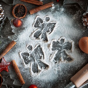 Christmas Baking Flour Angels Digital Backdrop photography, Snow Angel, Baking flat, flour, cutting board, high resolution JPG, TIFF image 9