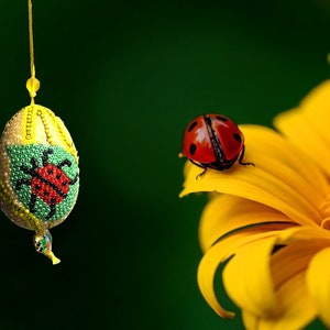 Eggs made of beads for hanging, spring decoration, Easter, ladybugs, gift
