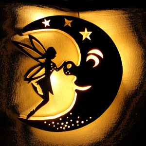 Hanging lamp moon with elf modern for living room, bedroom or children&#39;s room LED