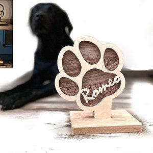 Dog Paw Lamp, Personalized Bedside Lamp, Dog Name LED Lamp, Gift
