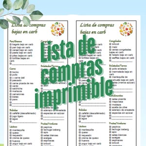 Lista de alimentos comestibles bajos en carbohidratos PDF imprimible