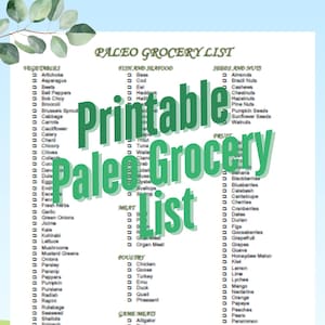 Paleo Diet Grocery List PDF Printable