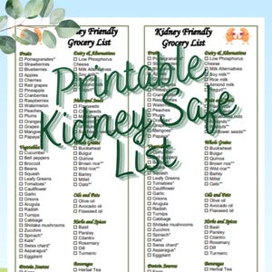 Kidney Safe Printable Gesunde Einkaufsliste 2 in 1 PDF Sofort-Download