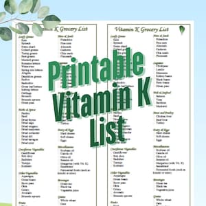 Vitamin K Grocery Foods List Printable 2 in 1 PDF