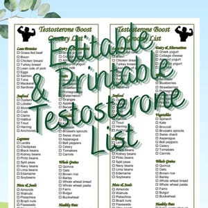 Lista de alimentos que aumentan la testosterona: Guía de compras editable (PDF y DOC)