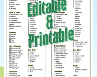 Lista de compras sin lácteos: sustitutos y sin lactosa (imprimible/editable)