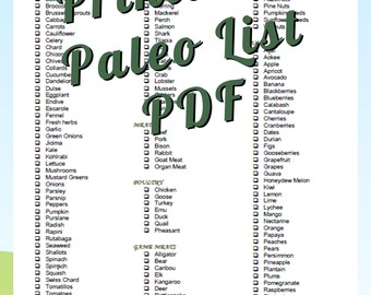 Paleo Diet Grocery List PDF Printable Instant Download