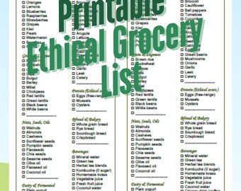 Clean Eating Grocery List Printable, Healthy Food Shopping List, Whole ...