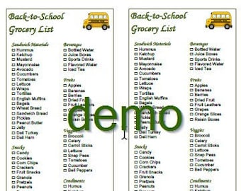 Back to School Grocery List Printable 2 in 1 PDF