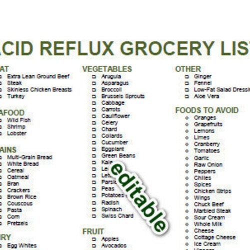 Heartburn Acid Reflux Diet Grocery Shopping List 2 in 1 PDF Etsy