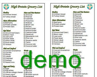 High Protein Grocery Foods List Printable PDF 2 in 1 Instant Download