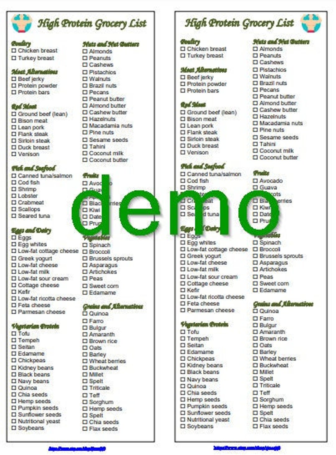 High Protein Grocery Foods List Printable and Editable DOC and PDF 2 in