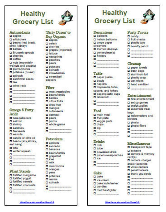 Printable Healthy Grocery List