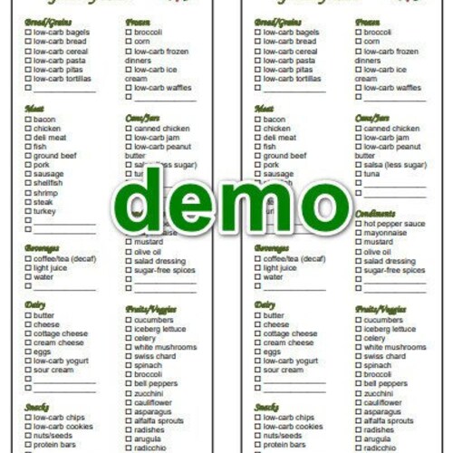 EDITABLE Diabetic Food Grocery List Shopping Printable Instant - Etsy