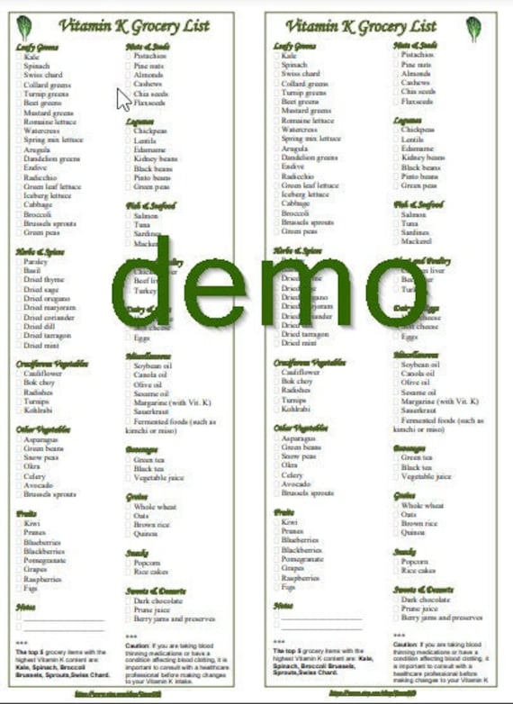 Vitamin K Foods List