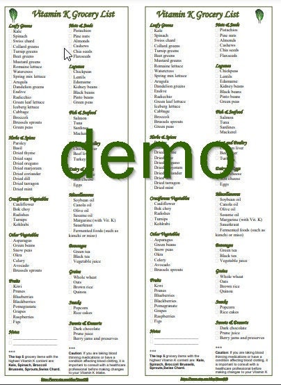 Vitamin K Grocery Foods List Printable 2 in 1 PDF - Etsy