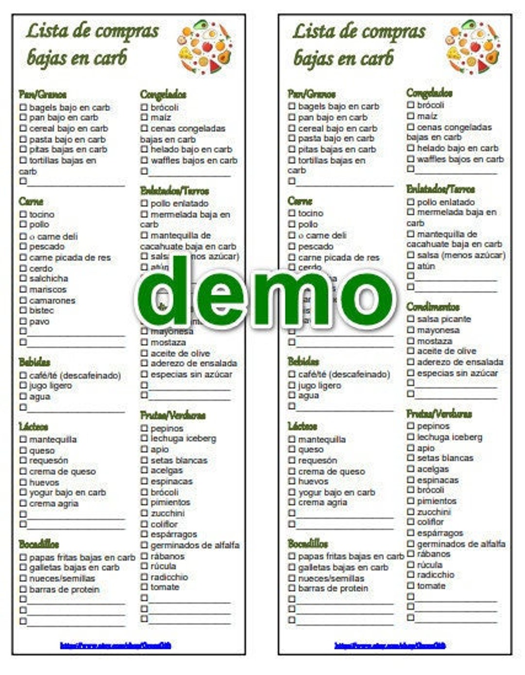 Lista De Alimentos Comestibles Bajos En Carbohidratos PDF Imprimible - Etsy