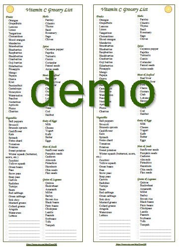 Vitamin С EDITABLE Grocery Food List Printable Instant - Etsy