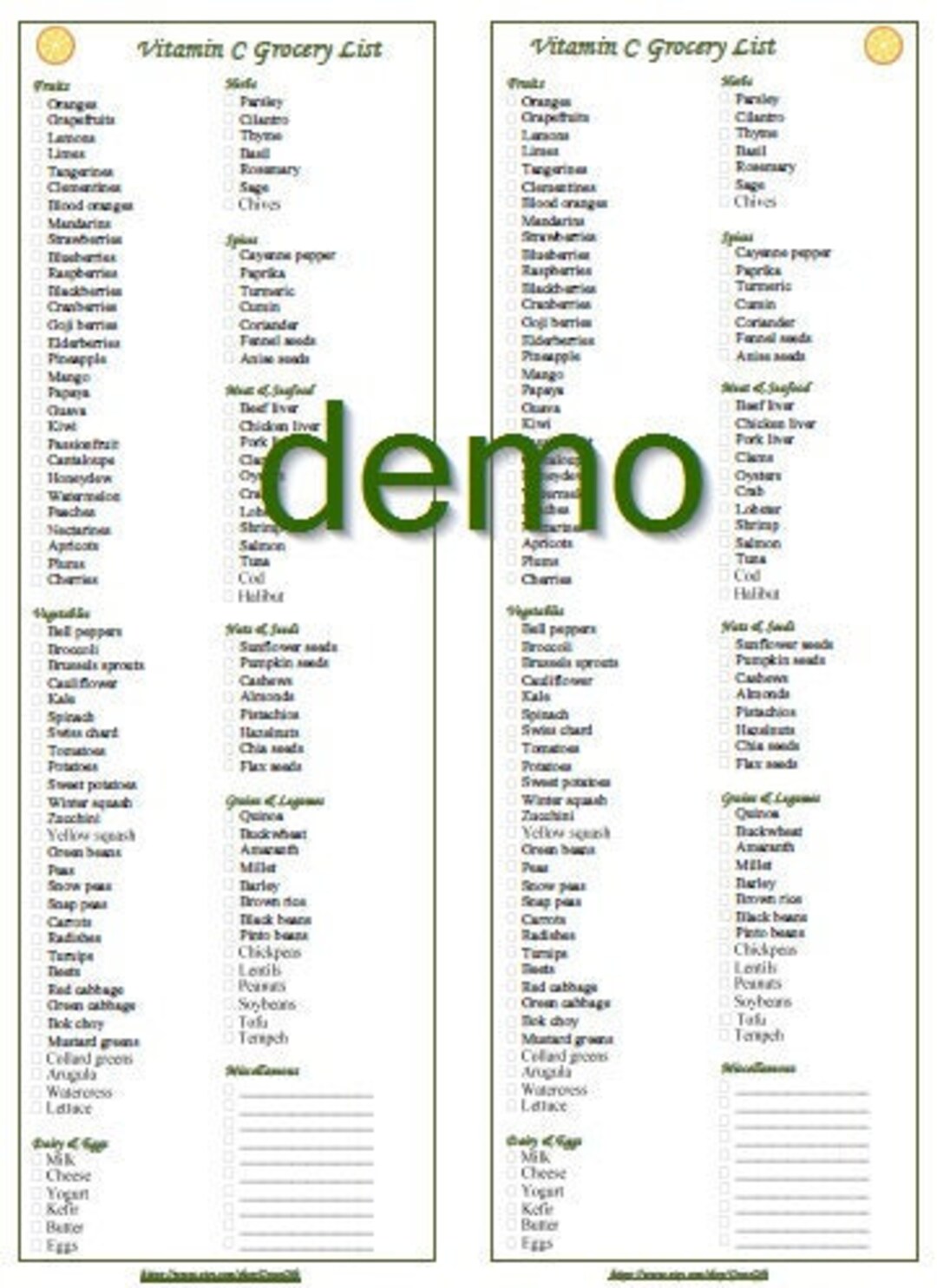 Vitamin С EDITABLE Grocery Food List Printable Instant Download 2 in 1 ...