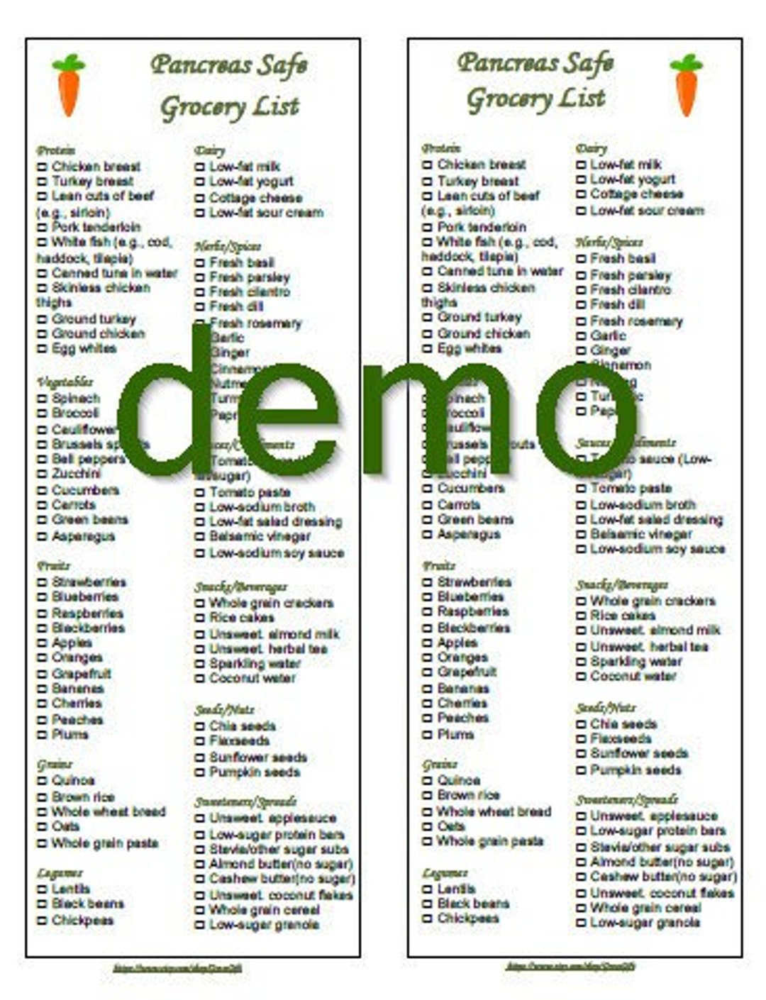 Pancreas Safe Printable Grocery - Il 1080xN.4981834809 Df27 