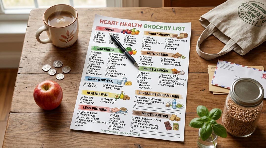 Heart Health Grocery List: Cardiovascular Foods Guide (PDF, JPG) - Etsy