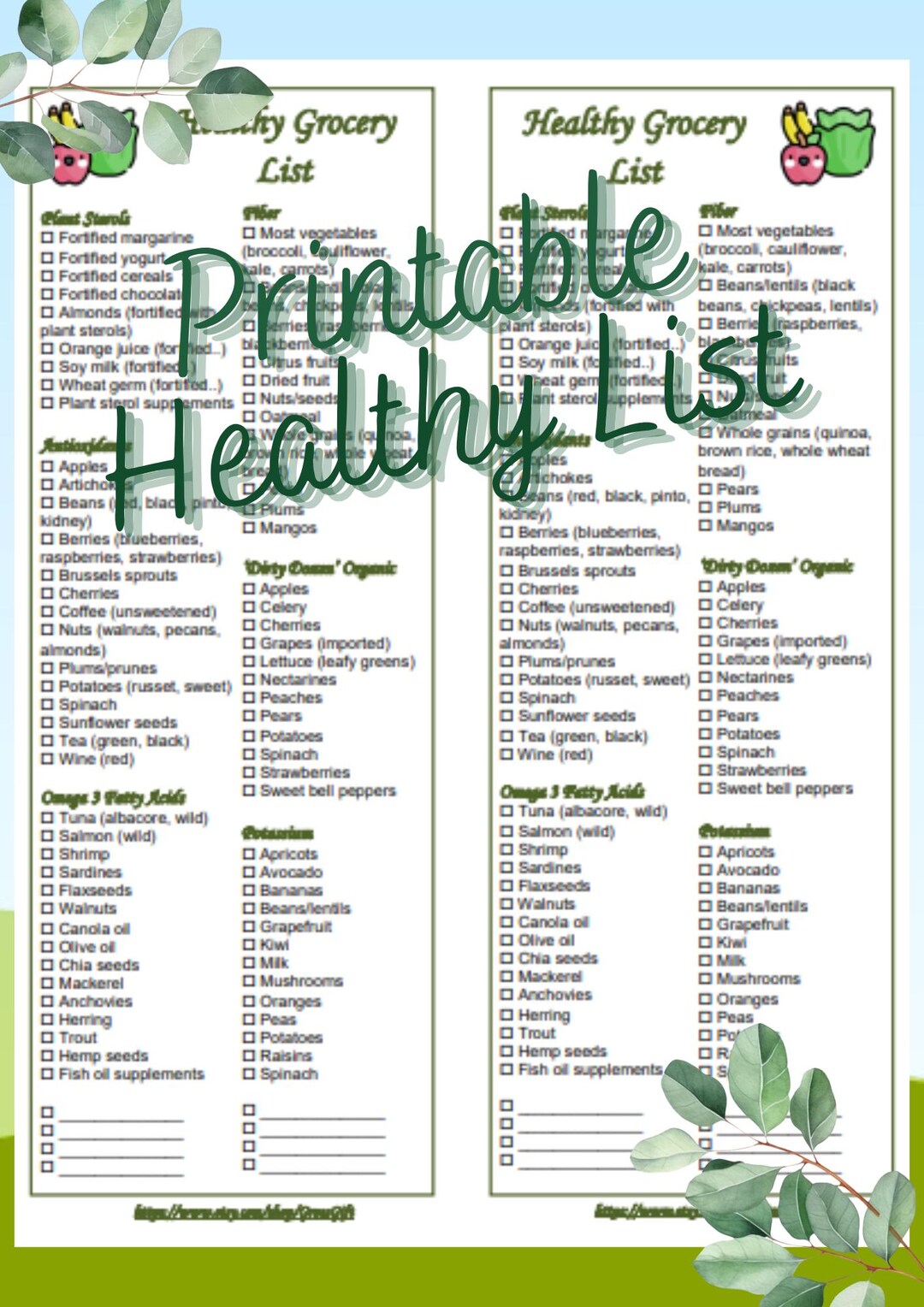 Complete Foods List.pdf Healthy Food Grocery List Printable PDF 2 in 1 - Etsy