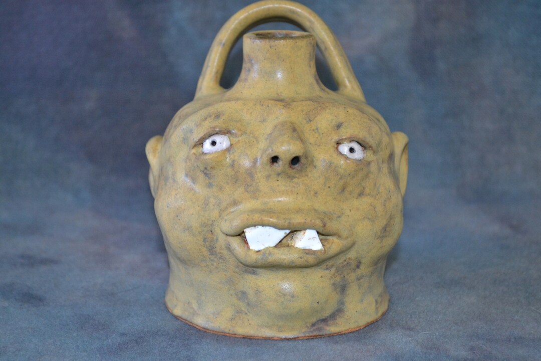 BROCK Southern Folk Art Face Jug Pottery Hand Thrown Oneofakind 5