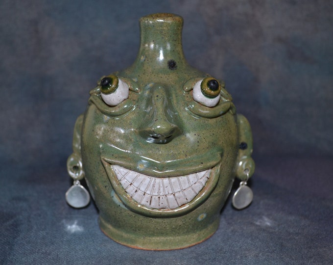 GILDA Southern Folk Art Face Jug Pottery Hand Thrown Oneofakind Girl