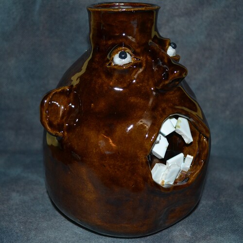 LEO Southern Folk Art Face Jug Hand Built Pottery - Hand online Sculpted - One-of-a-Kind - 6-1/2