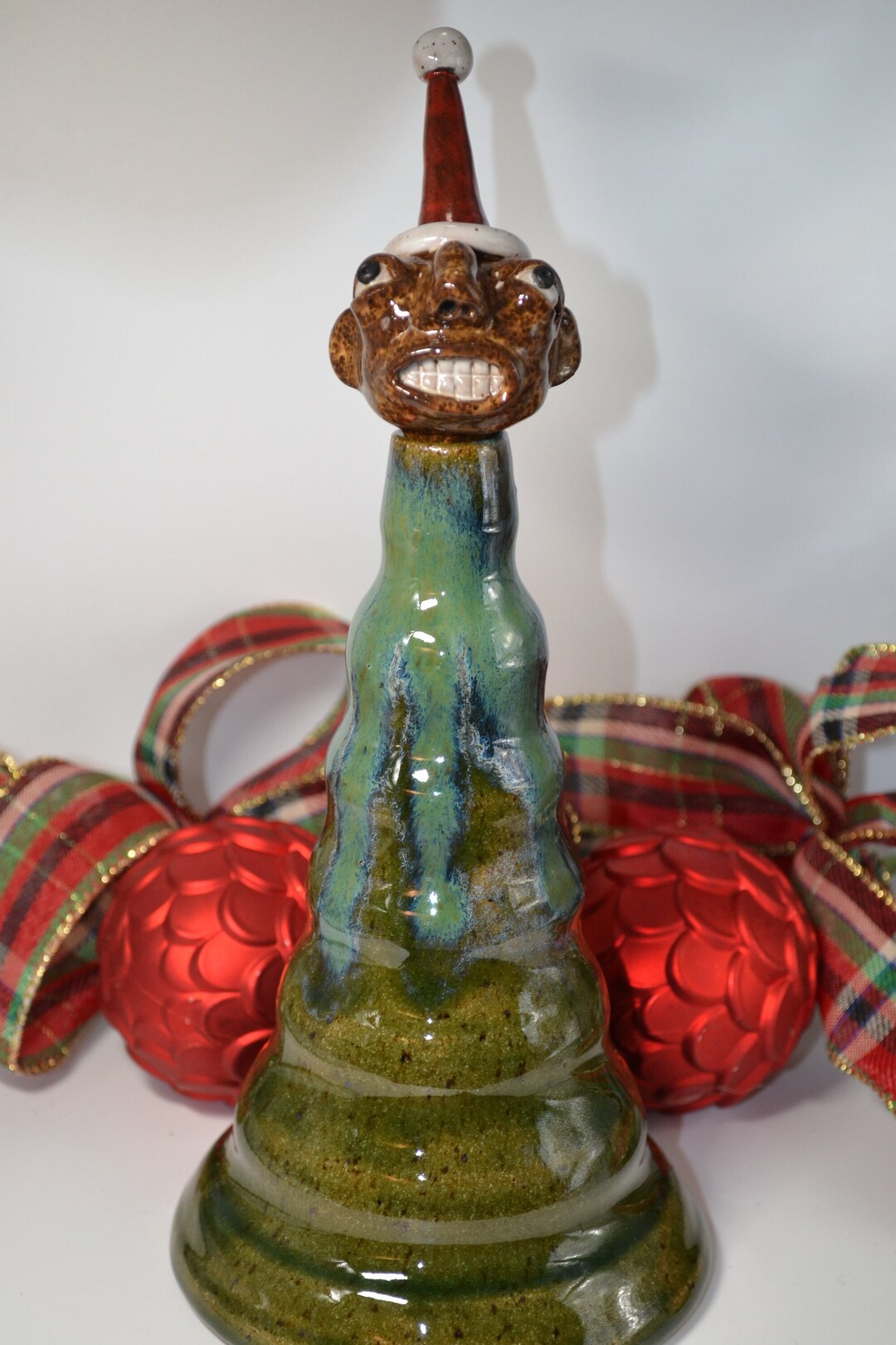 CHRISTMAS TREE With Smiling SANTA Hat Topper Southern Folk Etsy