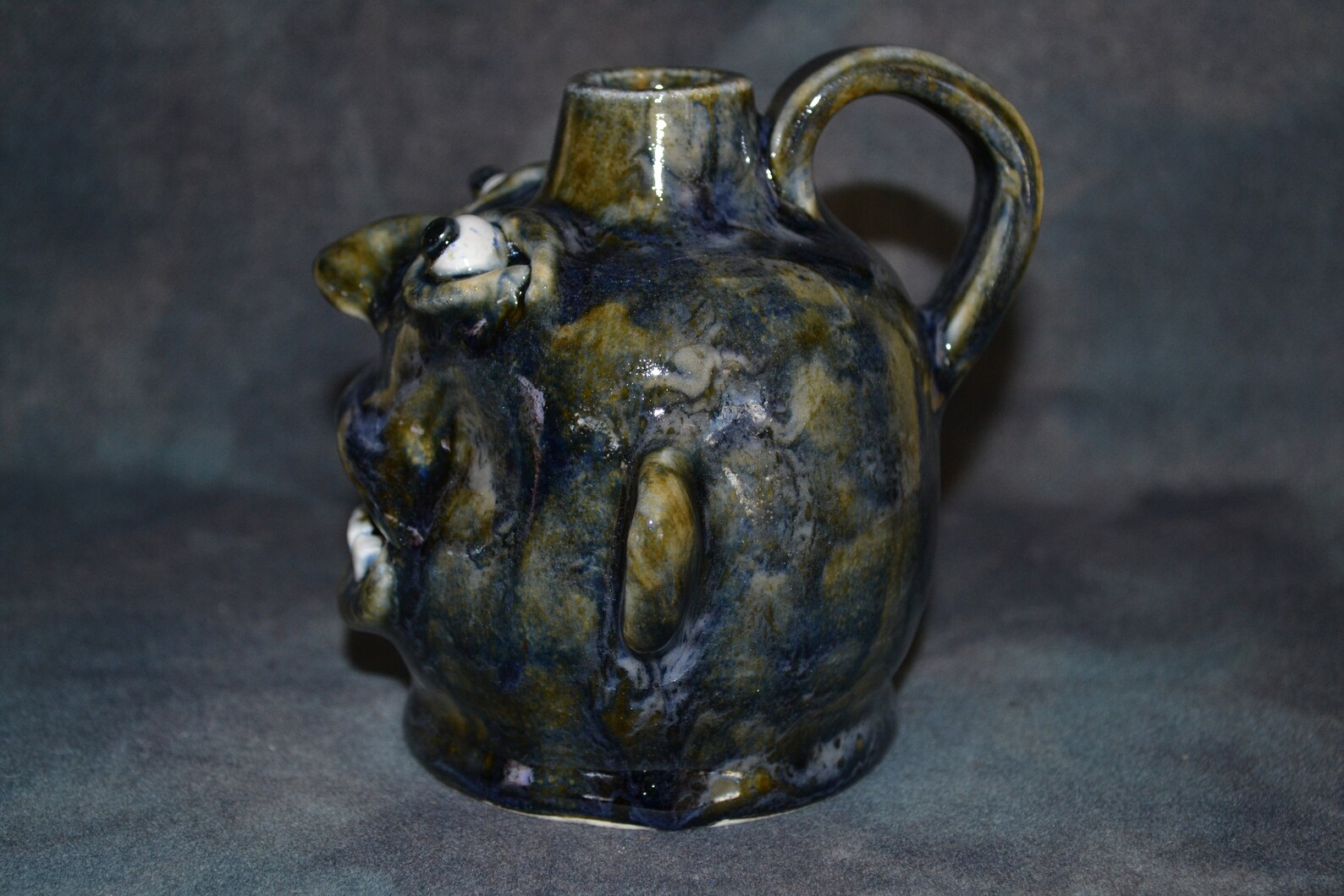 CLARK Southern Folk Art Face Jug Pottery Hand Thrown Etsy