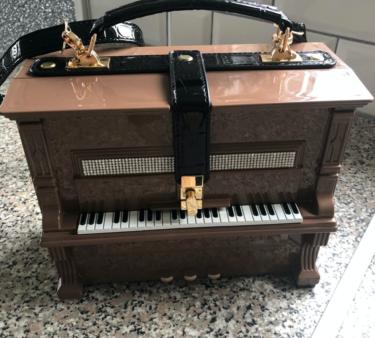 Piano Acrylic Purses and Handbags Khaki