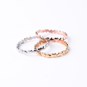 Heart Band Stacking Ring • Waterproof Tarnish Resistant Jewelry