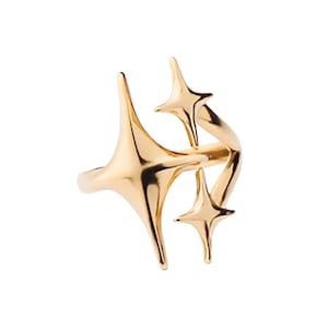 Celestial Gold Star Ring • Vattentäta, missfärgningsbeständiga smycken • Modern öppen stjärndesign • 18K PVD rostfritt stål