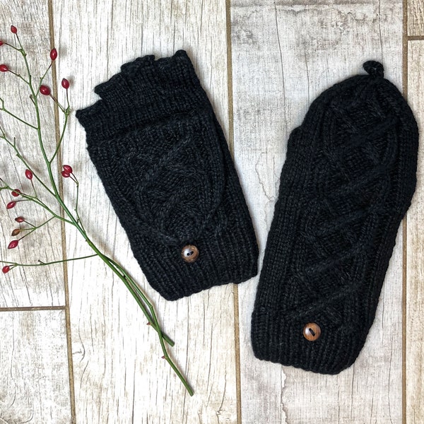 Knit Alpaca Wool Convertible Mitten Glitten Flip Fingerless Texting Gloves Fleece Lined Snowboarding Women Graduation Birthday Gift